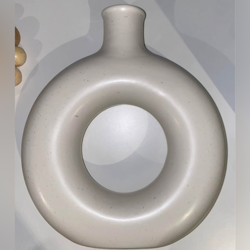 Modern Ceramic White Donut Vase Minimalist Matte Pottery Decor Dwell Studios 10”